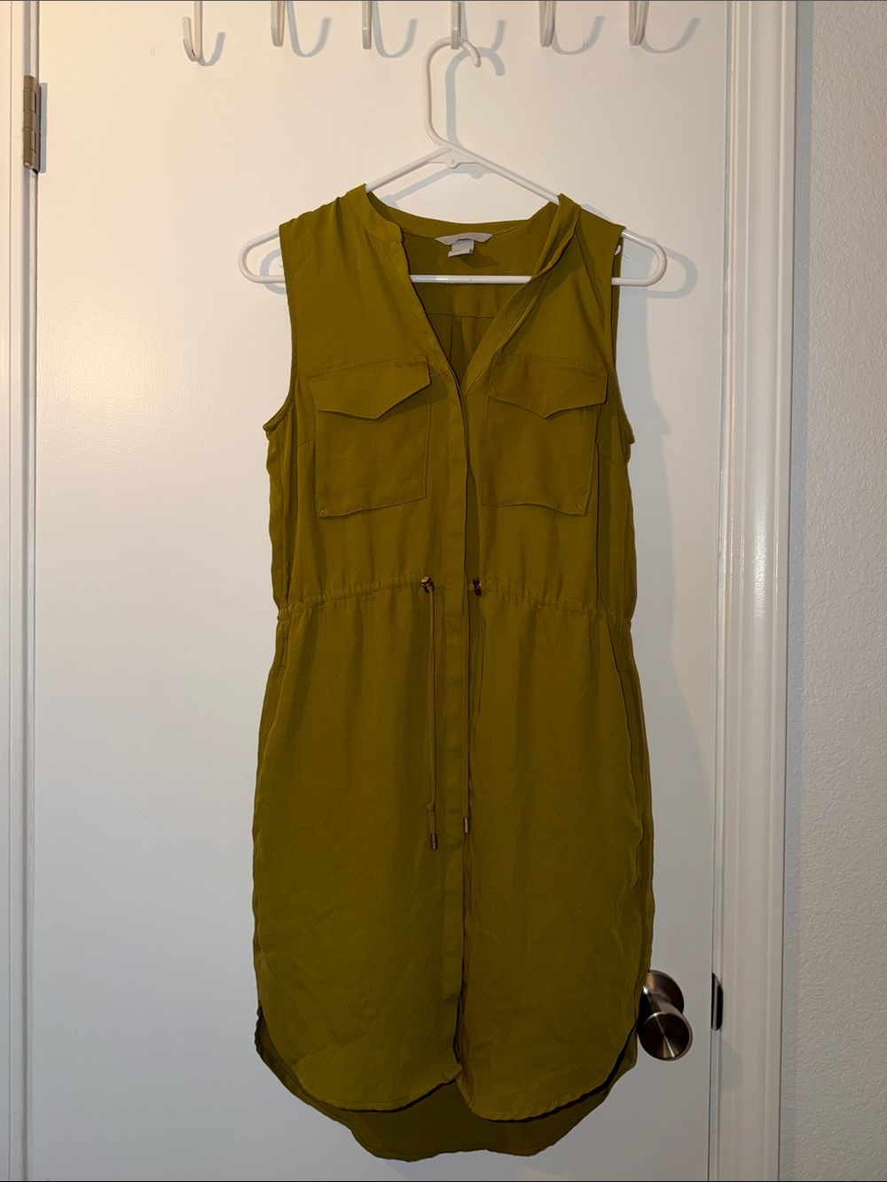 H&M Sleeveless Utility Shirtdress in Olive Green